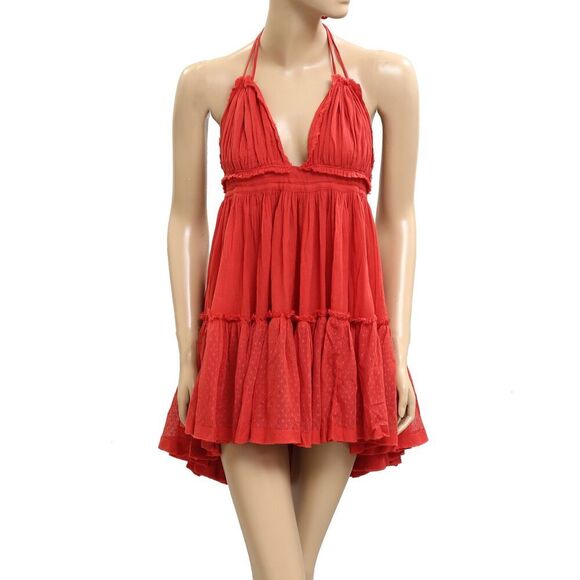 Free People Endless Summer 100 Degree Mini Dress Halter Beach Ruffle S 283567 - Picture 14 of 14